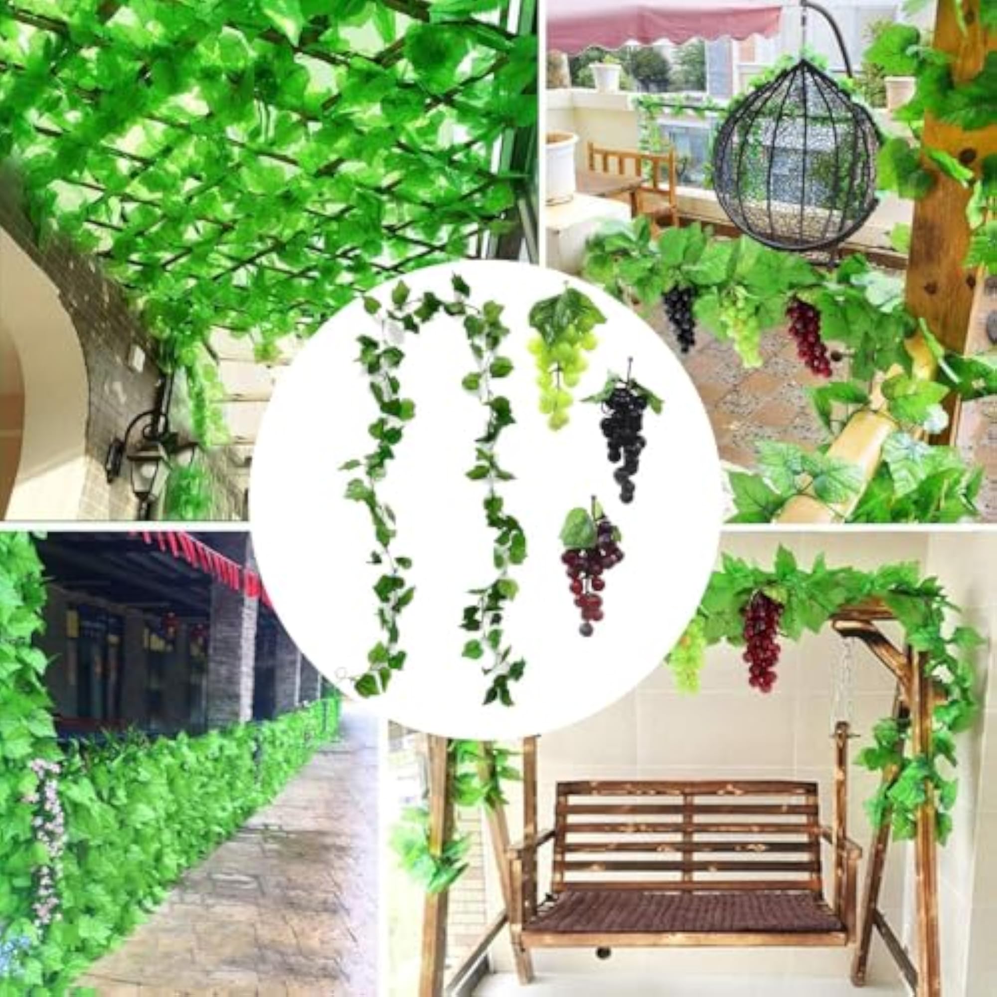 Pack of 7 Lifelike Plastic Grapes for Decoration